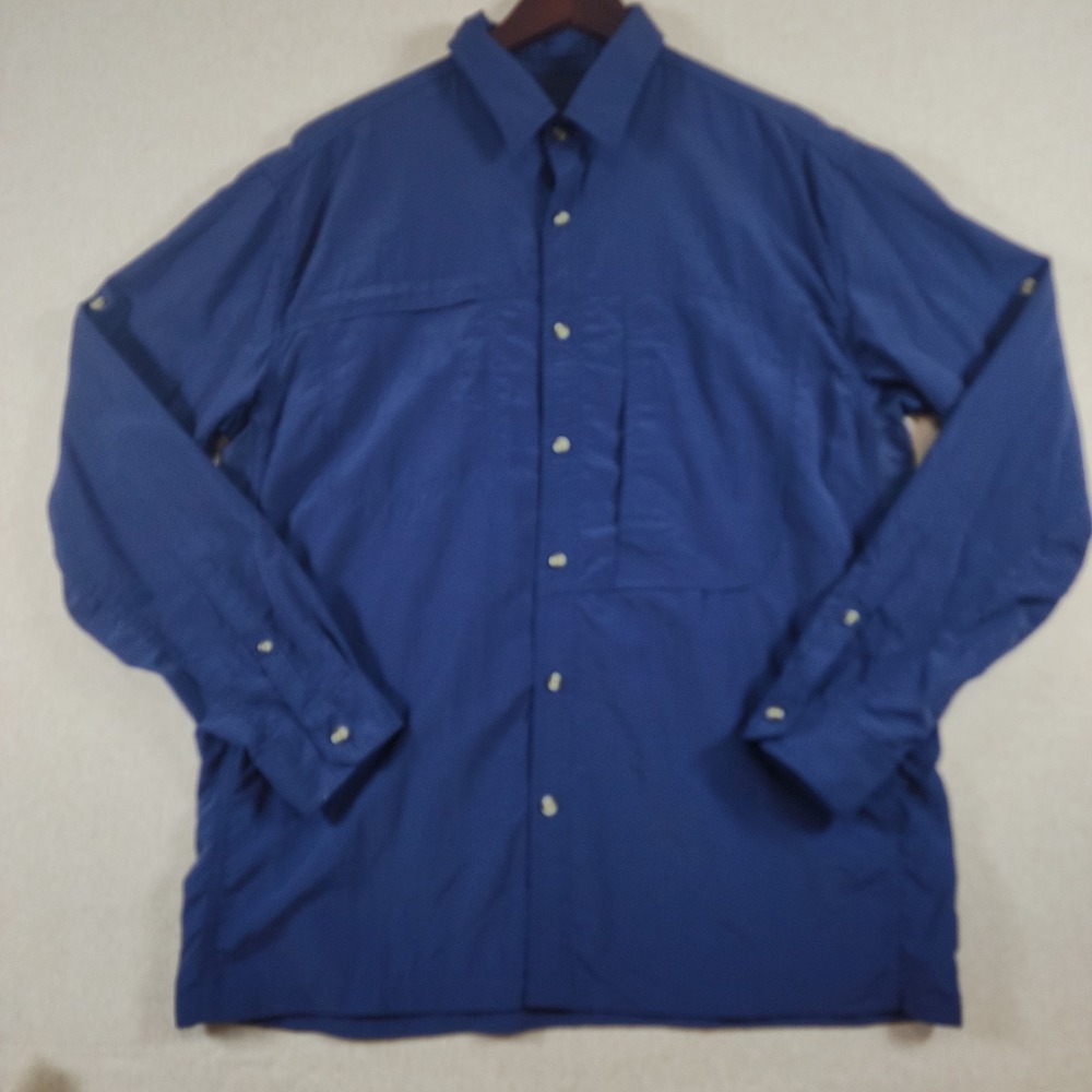 Aigle Actimum Nylon Fishing Shirt Mens Large Blue Vent Mesh Hiking Gorpcore